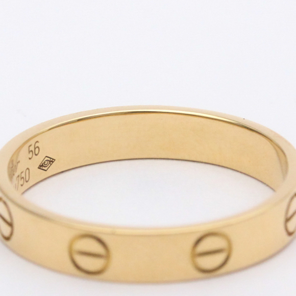 Polished CARTIER Mini Love Ring Band Size #56 US 7 1/2 18K Pink Gold PG BF555204 - Picture 9 of 10